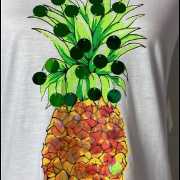 NWT CARIBBEAN JOE Bling Pineapple Top Small - Picture 2 of 7